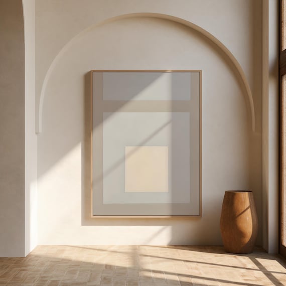 Neutral Beige Minimalist Abstract Wall Art – Framed Canvas