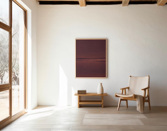 Dusk Horizon Wall Art | Burgundy Plum Abstract – Printable | Instant Download