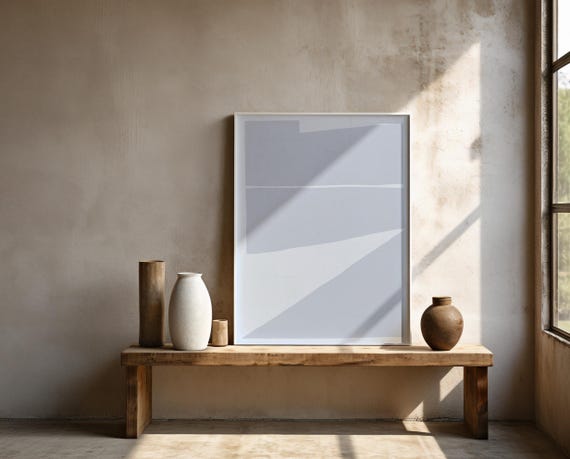 Blue Wall Art | Minimalist Geometric Blocks – Framed Poster | Ready to Hang