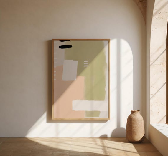 Sage and Blush Wall Art | Color Block Abstract – Fine Art Poster Print