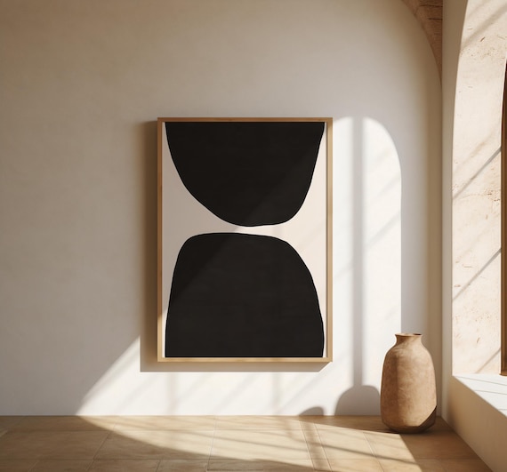 Fine Art Poster: Black Minimalist Abstract | Modern Neutral Contemporary Print (Unframed)