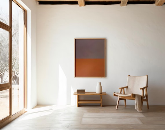 Muted Mauve & Burnt Orange Abstract Minimal Wall Art | Digital Download