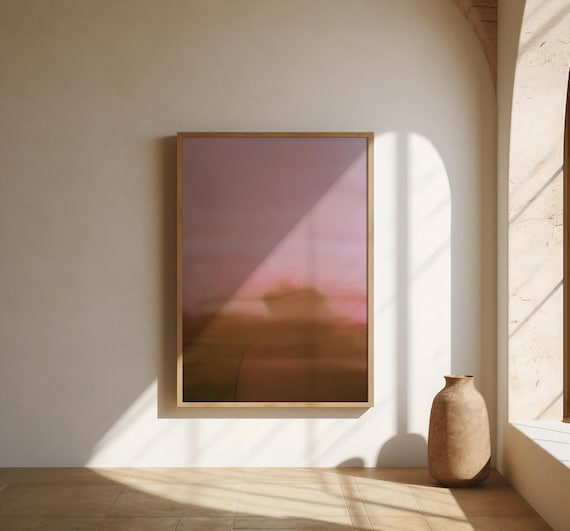 Warm Blush & Earthy Abstract Landscape – Fine Art Poster