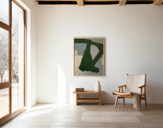 Abstract Green Brushstroke · Organic Modern Fine Art Poster (Unframed)