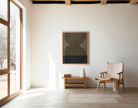 Soft Olive & Navy Abstract Wall Art | Digital Download