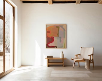 Digital Download: Colorful Abstract Shapes Print, Modern Mid-Century Wall Art, Warm Earthy Palette