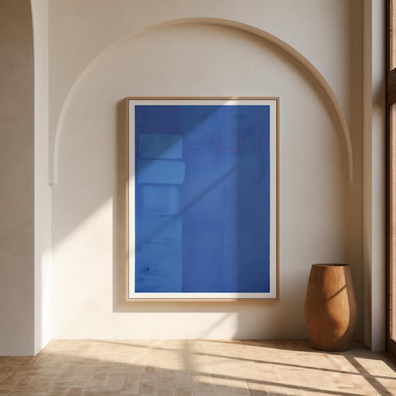 Abstract Blue Fine Art Poster – Modern Minimal Wall Art, Contemporary Giclée Print (Unframed)