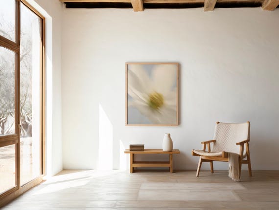 Abstract White Flower Print: Neutral Floral Photography, Modern Wall Art (Digital Download)