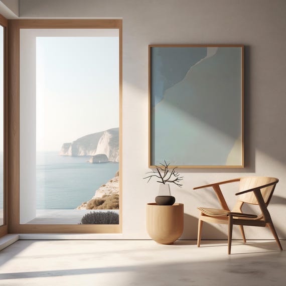 Fine Art Poster (Unframed): Blue Sand Minimalist, Soft Coastal Abstract Wall Art