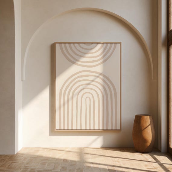 Boho Arch Print: Neutral Abstract Rainbow Wall Art (Digital Download)
