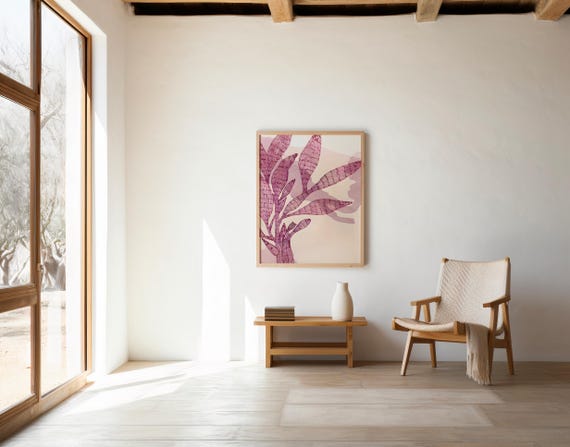 Minimalist Botanical Line Art · Blush Pink Floral Digital Download