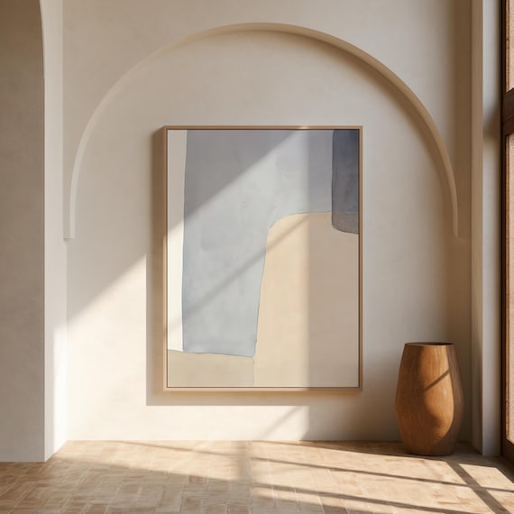 Minimalist Blue Beige Abstract Fine Art Poster (Unframed)