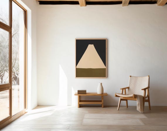 Cream and Black Wall Art | Minimalist Mountain Peak – Printable | Instant Download