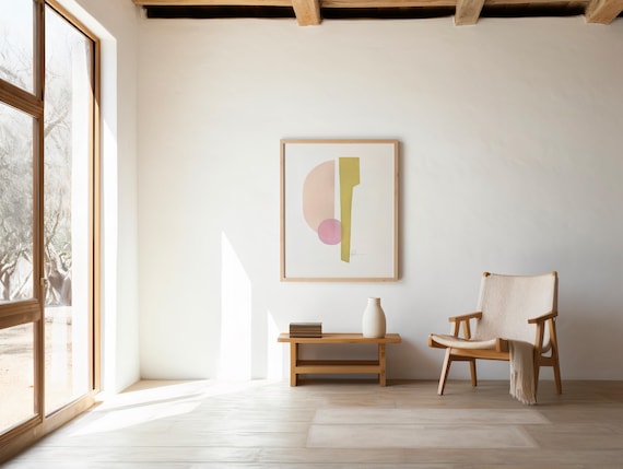 Minimalist Abstract Geometric Wall Art: Pastel Shapes Digital Download for Modern Home Decor