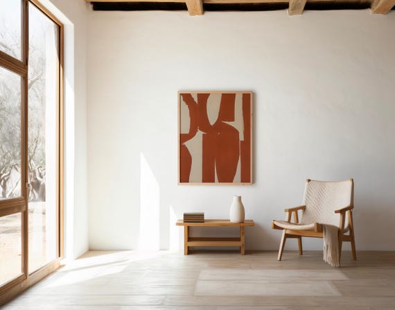 Rust & Beige Abstract Shapes Wall Art | Digital Download