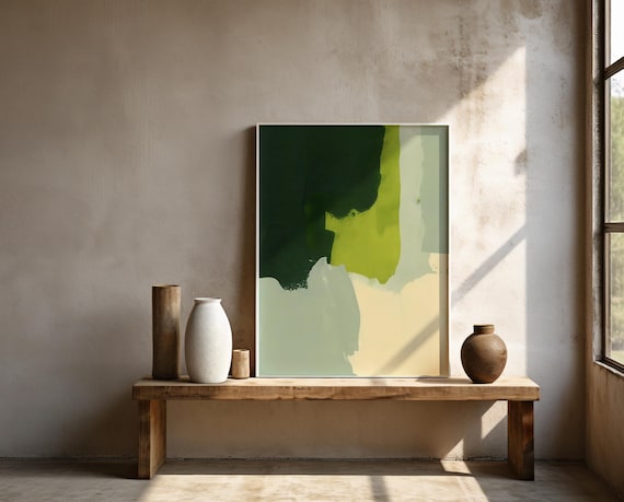 Bold Green Abstract Wall Art | Chartreuse and Sage – Framed Poster | Ready to Hang