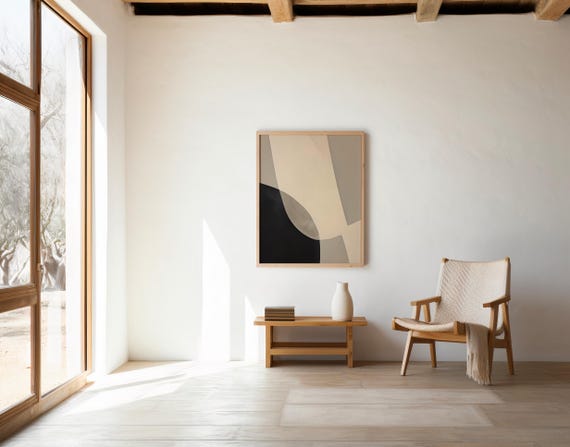 Neutral Black & Beige Abstract Wall Art | Digital Download