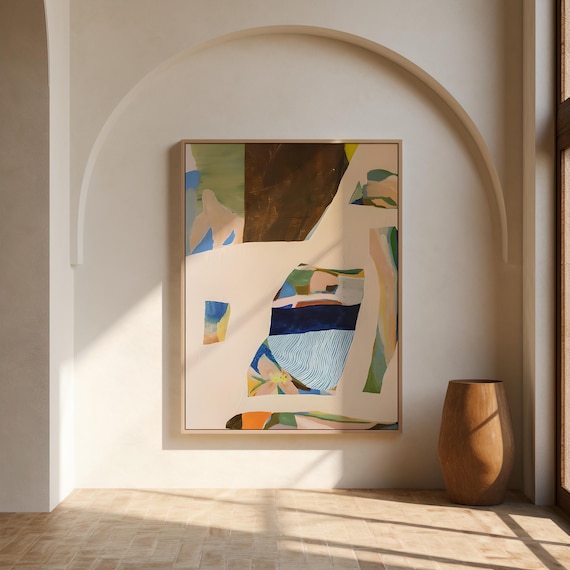 Neutral Abstract Wall Art Framed Canvas