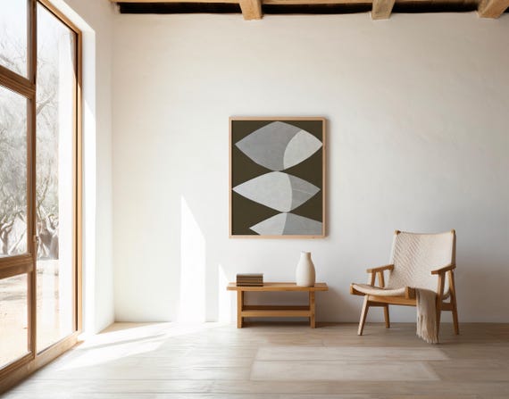 Dark Green Abstract Geometric Wall Art | Digital Download