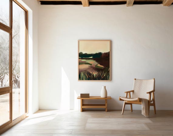 Moody Landscape Print | Earthy Wetland Nature Wall Art (Digital Download)