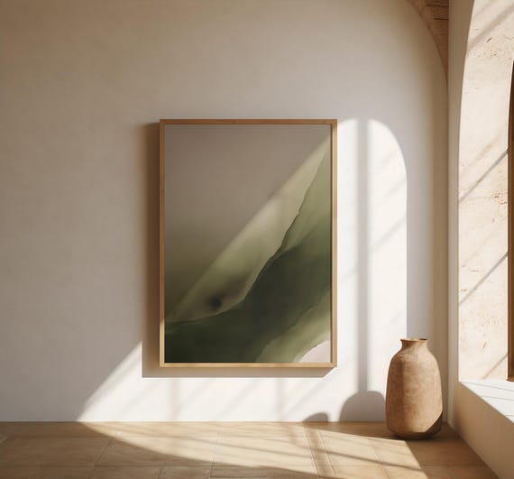 Moody Sage Green Abstract Wall Art | Fine Art Poster