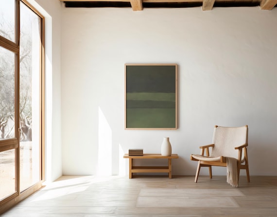 Moody Olive Green Abstract Print | Minimal Earth Tone Wall Art | Digital Download