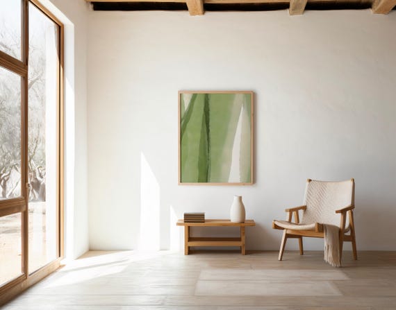 Digital Download | Green Abstract Watercolor Print | Modern Botanical Minimalist Nature Wall Art