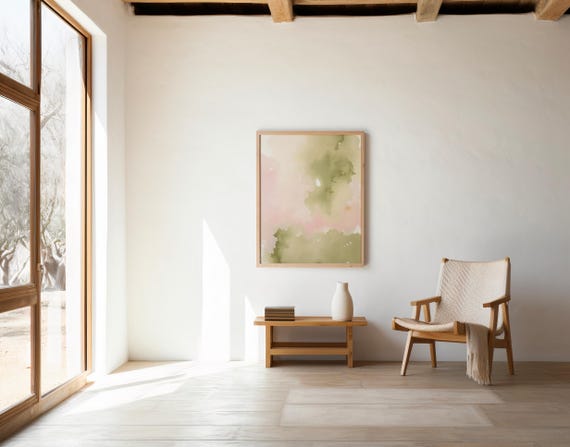 Soft Sage & Blush Abstract Wall Art – Digital Download