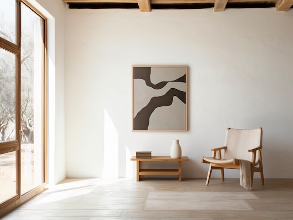 Minimalist Organic Shape Wall Art — Modern Beige & Brown Digital Download