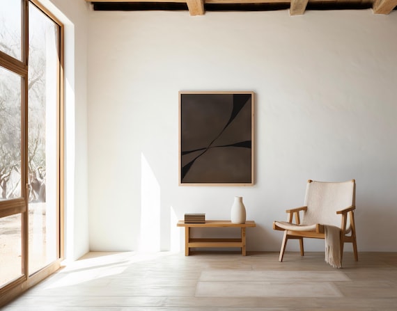 Dark Brown Architectural Abstract Wall Art – Digital Download