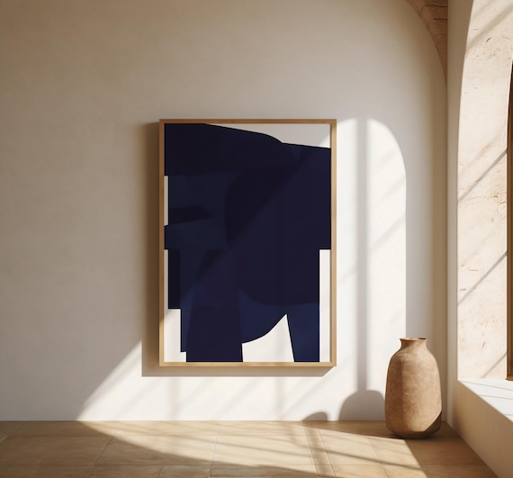 Deep Navy Organic Abstract Wall Art | Fine Art Poster