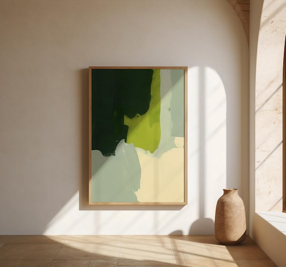Bold Green Abstract Wall Art | Chartreuse and Sage – Fine Art Poster Print