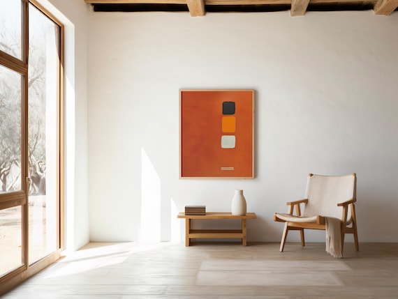 Digital Download: Modern Abstract Orange Art Print | Minimalist Mid-Century Geometric Wall Art