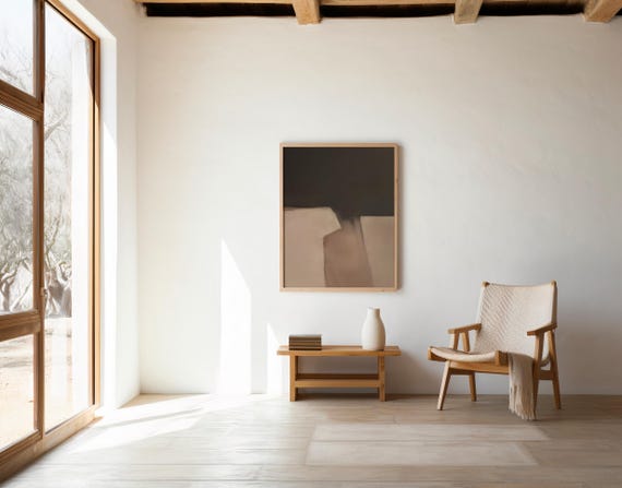 Moody Abstract Painting Print | Dark Neutral Minimalist Wall Art (Digital Download)