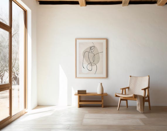 Beige Minimalist Line Wall Art | Digital Download