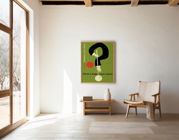 Vintage Billiards Art Print: Mid-Century Game Room Decor | Retro Sports Wall Poster Digital Download