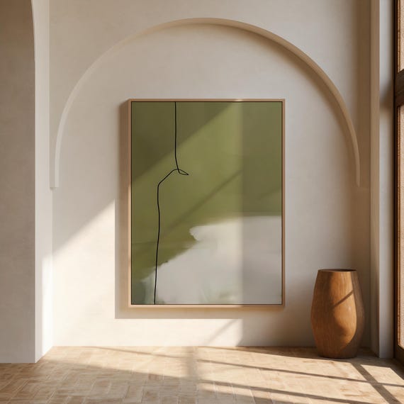 Green Abstract Line Art – Canvas or Framed Canvas