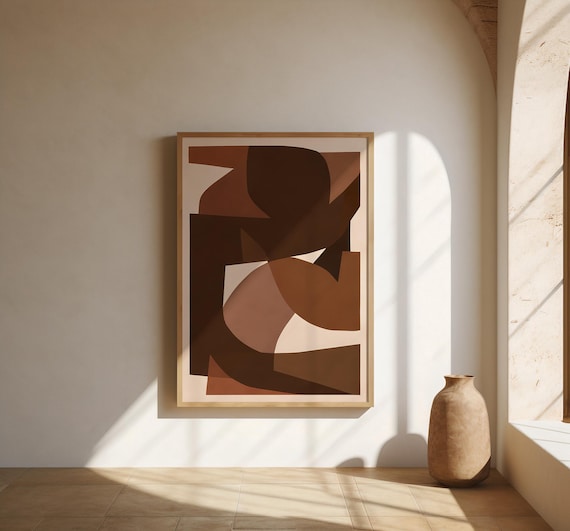 Brown Geometric Wall Art | Warm Earth Tone Abstract – Fine Art Poster Print