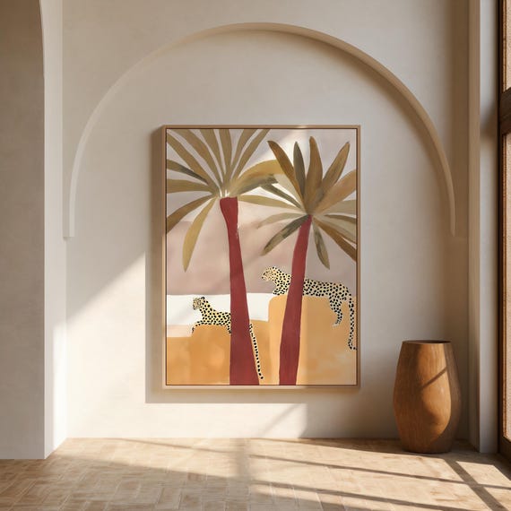 Leopard Palm Tree Tropical Wall Art – Canvas or Framed Canvas