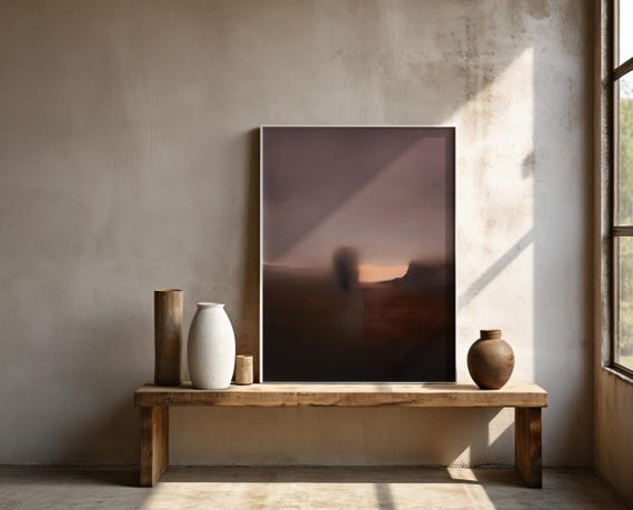 Moody Desert Abstract Wall Art – Atmospheric Framed Poster