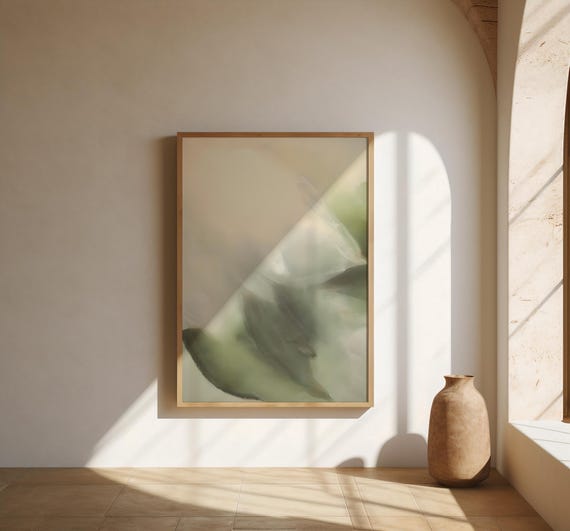 Sage Green Abstract Wall Art | Neutral Minimalist Organic Modern Decor | Fine Art Poster