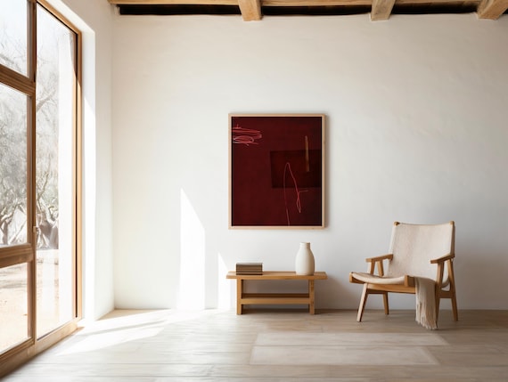 Red Abstract Minimalist Art Print | Modern Home Decor (Digital Download)