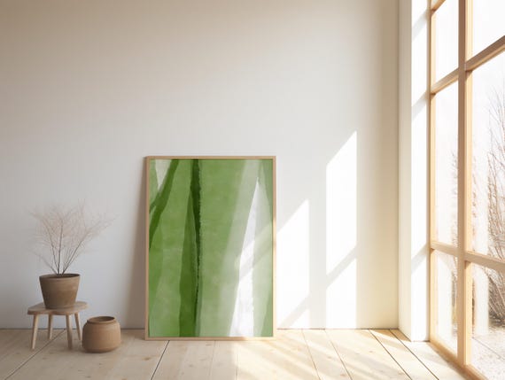 Digital Download | Green Abstract Watercolor Print | Modern Botanical Minimalist Nature Wall Art