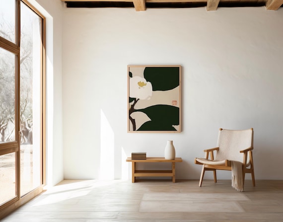 Abstract Green Botanical Wall Art | Organic Modern Floral | Framed Poster