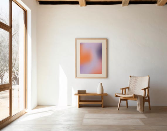 Warm Peach and Violet Gradient Abstract Wall Art – Digital Download