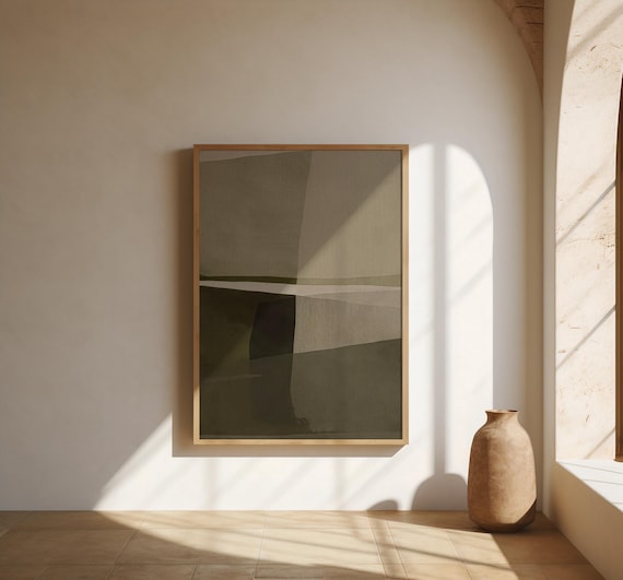 Dark Green Abstract Wall Art | Textured Organic Modern Print | Fine Art Poster