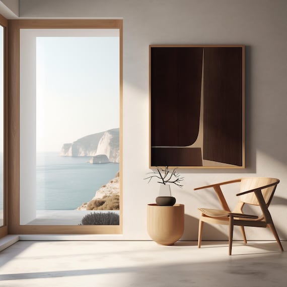 Fine Art Poster: Modern Brown Abstract | Minimalist Earthy Wall Art | Contemporary Print (Unframed)