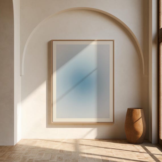 Gradient Blue Aura Wall Art | Soft Abstract – Canvas or Framed Canvas
