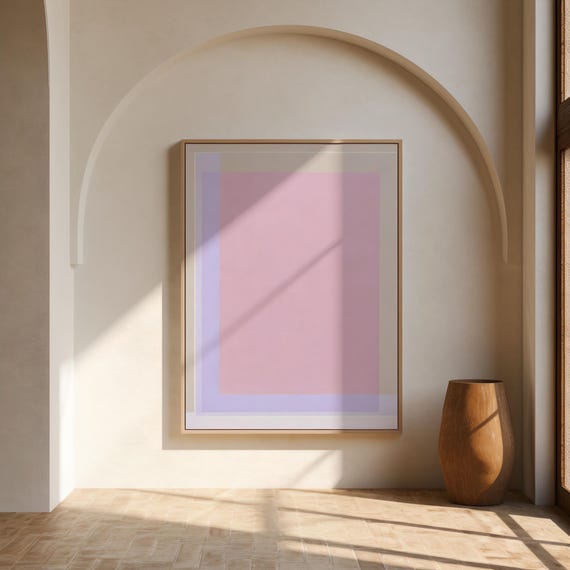 Pink Blue Color Block Print | Soft Geometric Minimalist Wall Art  – Canvas or Framed Canvas