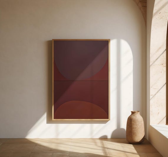 Deep Red Minimalist Abstract Art Print | Fine Art Poster (Frame not included)